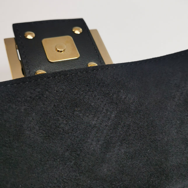Fendi x Versace Baguette Black Suede With Multi-color Crystal Embellishment