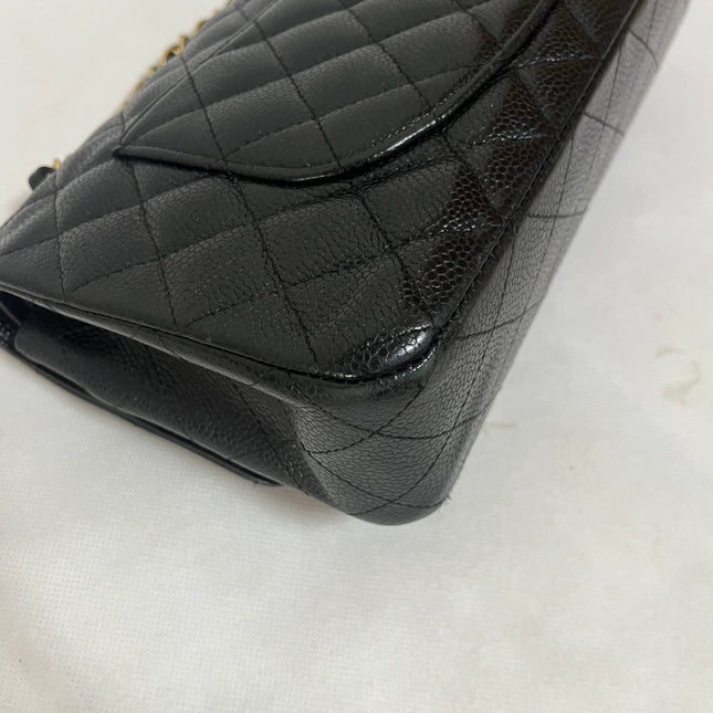 Chanel Classic Flap Medium Black Caviar Leather with 24k Gold Hardware, 2008