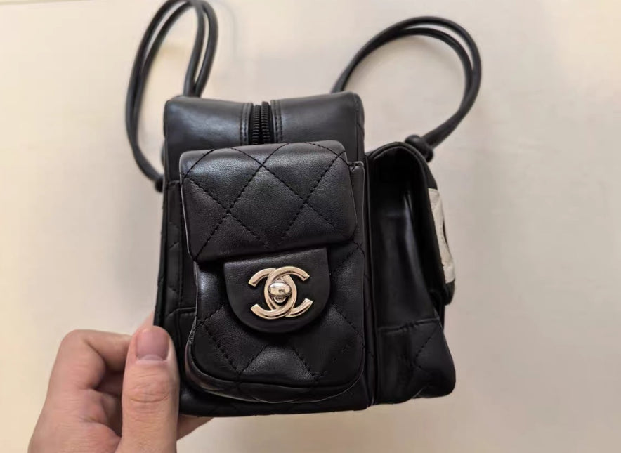 Chanel Cambon Multi-pocket Ligne Reporter Bag Medium Black Calfskin Leather