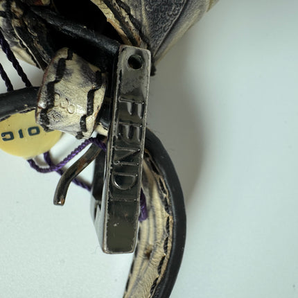 Fendi Mamma Baguette Blue White Flower Embossed Shoulder Bag