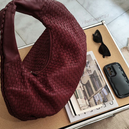 Sold Bottega Veneta Belly Hobo Intrecciato Burgundy Ancora Red Medium 45cm