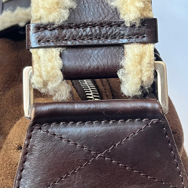 Dior Flight Medium Shoulder Bag Tan Brown Shearling