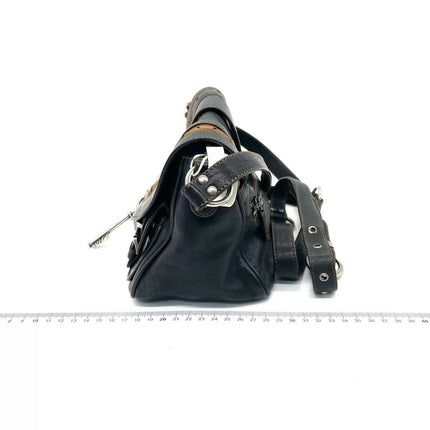 Dior Vintage Gaucho Mini Black Leather Crossbody Bag