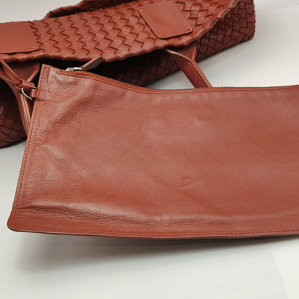 Bottega Veneta Cabat Large Intreccio Leather Tote Bag Brick Red 41cm