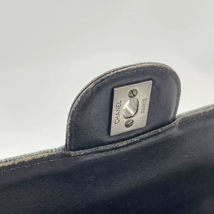 Chanel Ice Cube Chocolate Bar Medium Classic Flap Denim Green