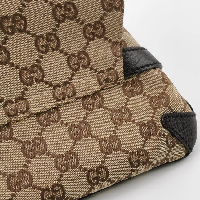 Sold Gucci Horsebit 1955 Chain Clutch Small Cloth Beige Monogram Brown Leather Shoulder bag