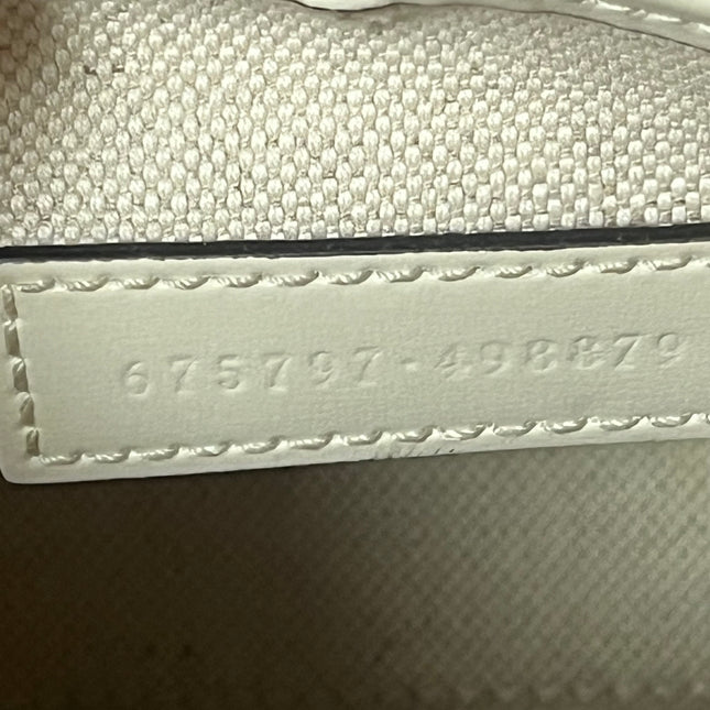 Gucci Bamboo 1947 Top Handle Bag Small White Box Leather Canvas Strap