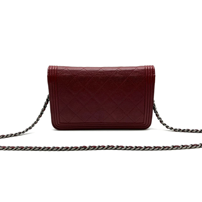 Sold Chanel Wallet on Chain Boy Half Flap Red Caviar Leather