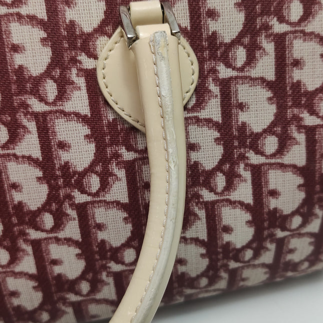 Dior No. 1 Rasta Trotter Bowling Bag Red Oblique Canvas White Patent Leather