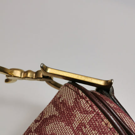Dior Saddle Vintage Medium Red Burgundy Monogram Oblique Shoulder Bag 2002