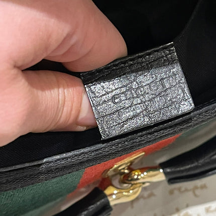 Gucci Horsebit 1955 Cloth Black Monogram Red Web Large Shoulder bag