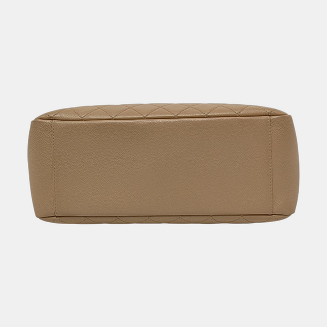 Chanel GST Grand Shopping Tote Beige Caviar Leather PM Gold Hardware