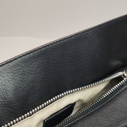 Loewe Puzzle Small Black Grained Leather White Logo