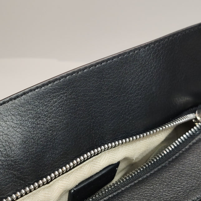 Loewe Puzzle Small Black Grained Leather White Logo