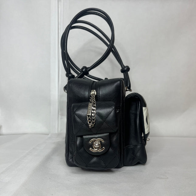 Chanel Cambon Multi-pocket Ligne Reporter Bag Medium Black Calfskin Leather