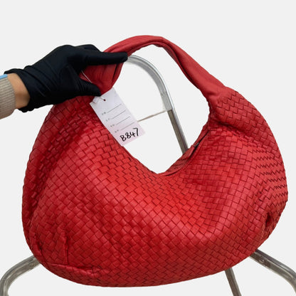 Bottega Veneta Belly Hobo Intrecciato Lambskin Leather Red Large 50cm-Luxbags