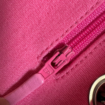 Chanel Classic Flap Medium Double Flap Pink Jersey Silver Hardware 2014