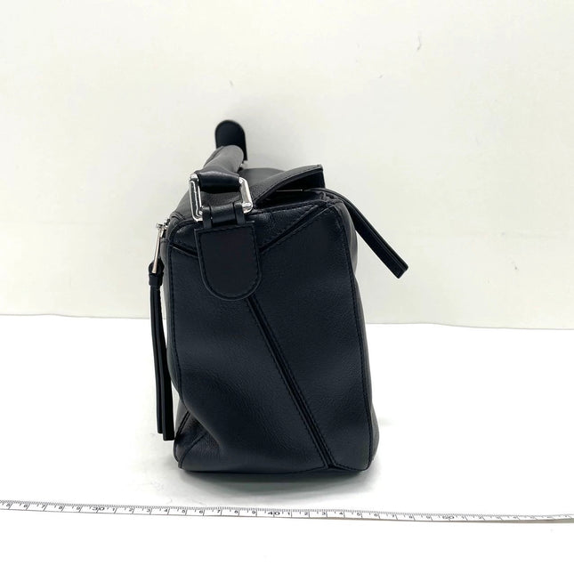 Loewe Puzzle Medium Black Smooth Leather White Logo 2016