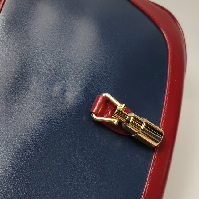 Gucci Jackie 1961 Small Navy and Burgundy Leather Crossbody Bag