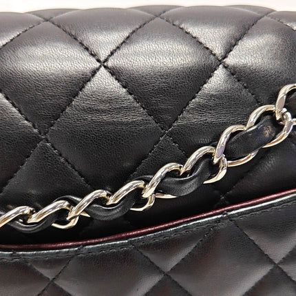 Chanel Timeless Classic Flap Medium 2014 Black Lambskin Leather Silver Hardware
