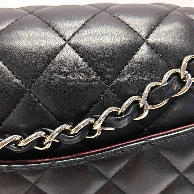 Chanel Timeless Classic Flap Medium 2014 Black Lambskin Leather Silver Hardware