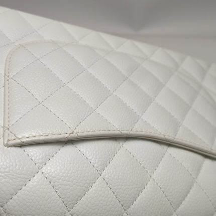 Chanel Classic Flap Medium 2010 White Caviar Leather Gold Hardware