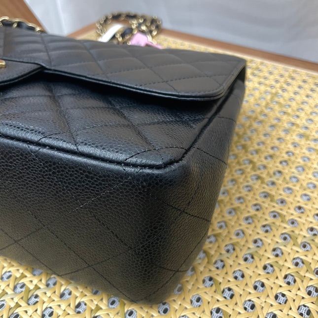 Chanel Classic Flap Jumbo 2011 Black Caviar Leather Double Flap Gold Hardware