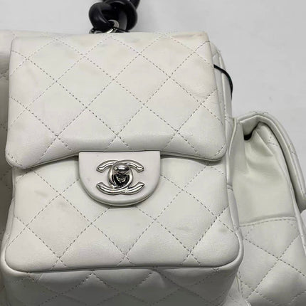 Chanel Cambon Multi-pocket Ligne Reporter Bag Large White Calfskin Leather