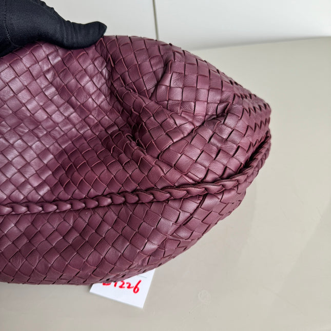 Sold Bottega Veneta Belly Hobo Intrecciato Burgundy Large 50cm