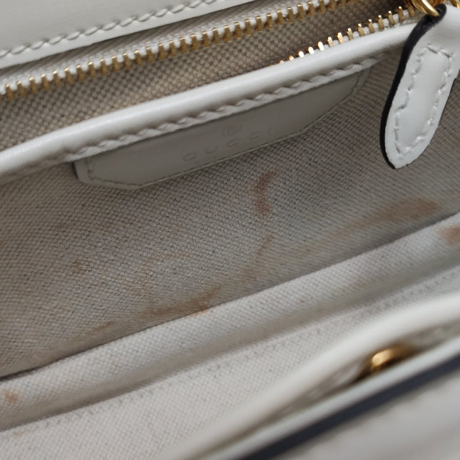 Gucci Bamboo 1947 Top Handle Bag Small White Box Leather Canvas Strap