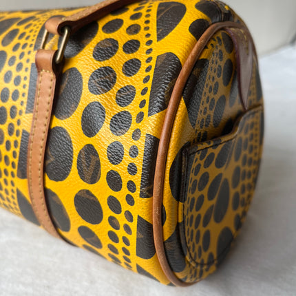 Sac à main Louis Vuitton x Kusama Papillon 28 à pois jaunes