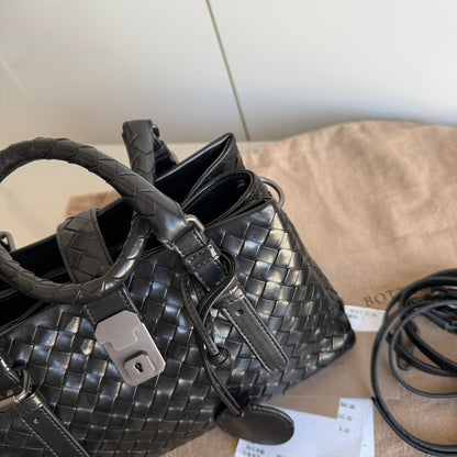 Bottega Veneta Roma Handbag Bag Intrecciato Nappa Leather Black Mini 25cm