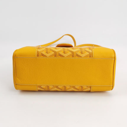 Goyard Saigon Mini Yellow Canvas and Leather Wooden Top Handle Crossbody Bag