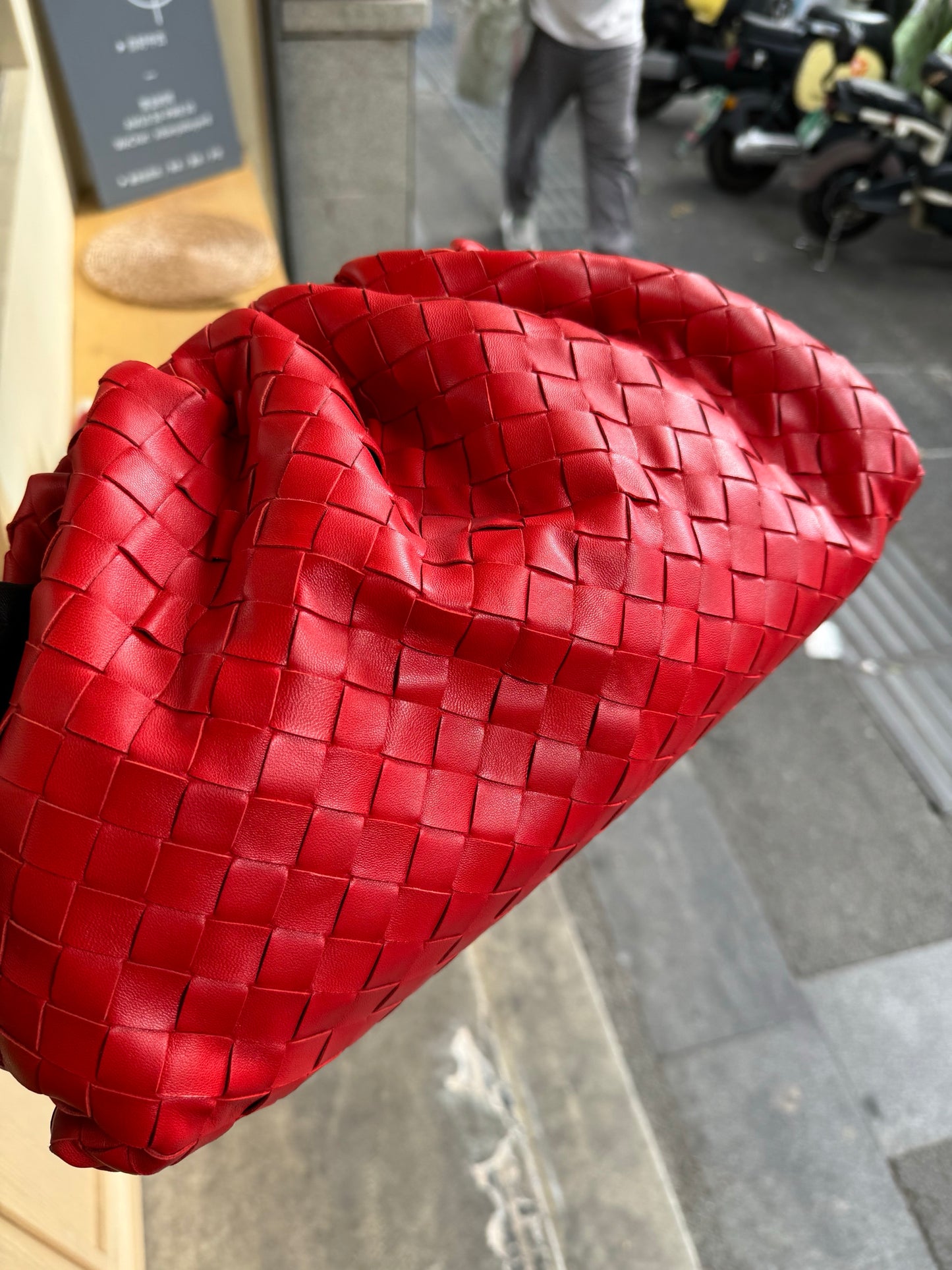 Sold Bottega Veneta Pouch Large Intrecciato Leather Clutch Red