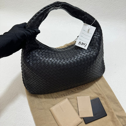 Sold Bottega Veneta Intrecciato Hobo Bag Medium Black Lambskin leather 40cm