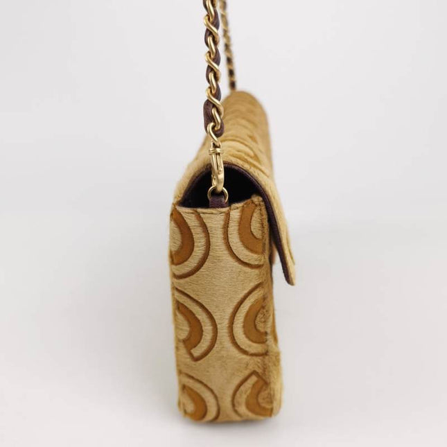 Chanel East West Rare Tan Brown Pony-hair Calfskin Leather CC Logo