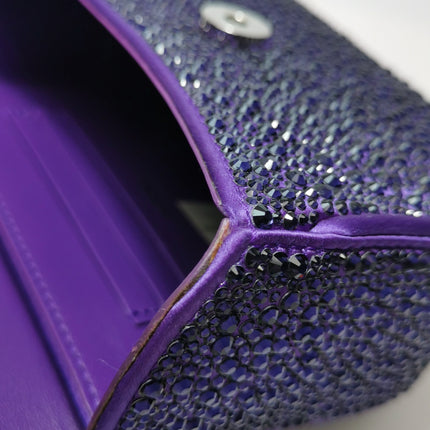 Versace La Medusa Mini Crystal Embellished Top Handle Bag in Purple