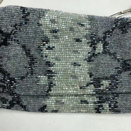 Gucci by Tom Ford Grey Blue Beaded Snake-skin Pattern Chain Shoulder Bag S/S 2000