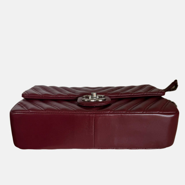 Chanel Classic Flap Medium Chevron Burgundy Quilted Lambskin Leather, 2015