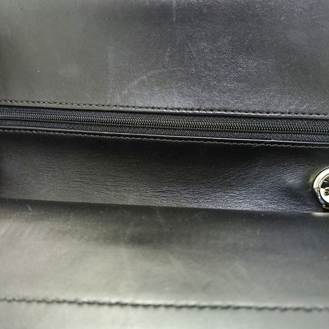 Chanel Satin Airline Printed Medium Double Flap Bag Black and White