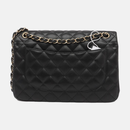 Sold Chanel Classic Flap Jumbo 2010 Black Lambskin Leather Double Flap with Gold Hardware