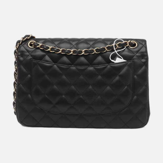 Sold Chanel Classic Flap Jumbo 2010 Black Lambskin Leather Double Flap with Gold Hardware