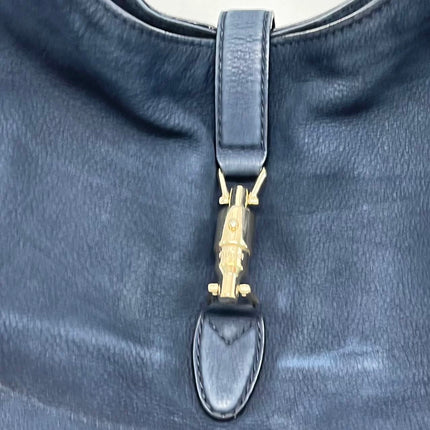Gucci Jackie 1961 Medium Navy Suede Leather Bag