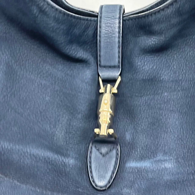 Gucci Jackie 1961 Medium Navy Suede Leather Bag