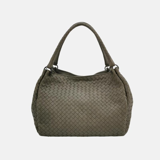 Bottega Veneta Parachute Shoulder Bag Intrecciato Dark Green 33cm-Luxbags