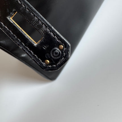 Hermes Kelly 32 Retourne Black Box Leather Gold HW 1987
