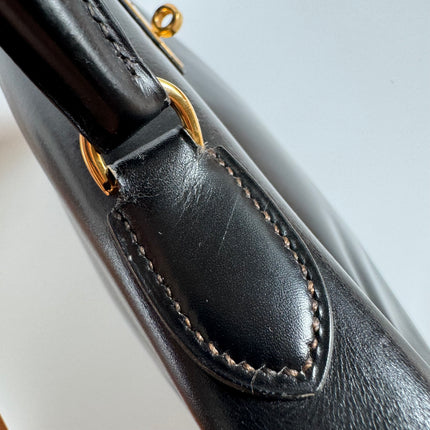 Hermes Kelly 32 Retourne Black Box Leather Gold HW 1987