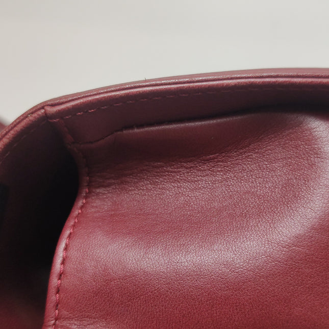 Chanel Le Boy Small Burgundy Lambskin Leather Antiqued Gold Hardware
