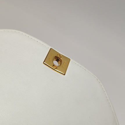 Chanel Diana CC Flap Bag Small Vintage White Lambskin Leather with 24k Gold HW, 1989-1991