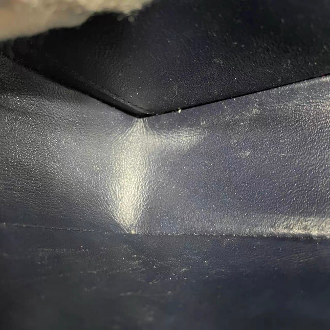 Chanel Classic Flap Mini Rectangular Navy Lambskin Leather Gold Hardware Microchip